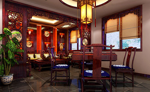 马山古典中式风格茶楼包间设计装修效果图